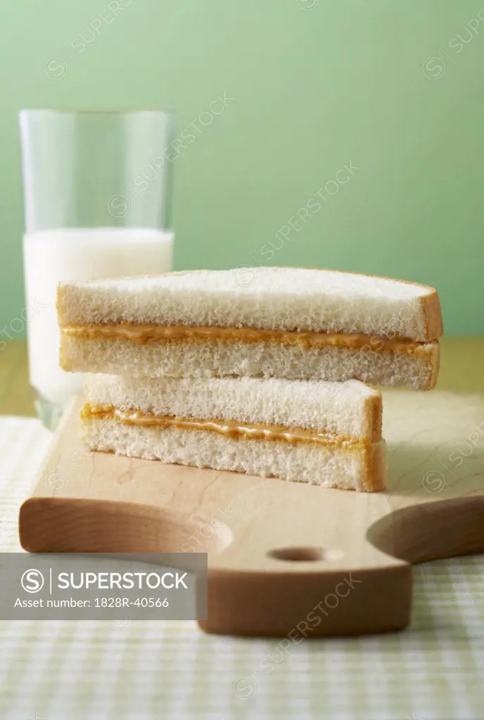 Soy Butter Sandwich and Glass of Milk   