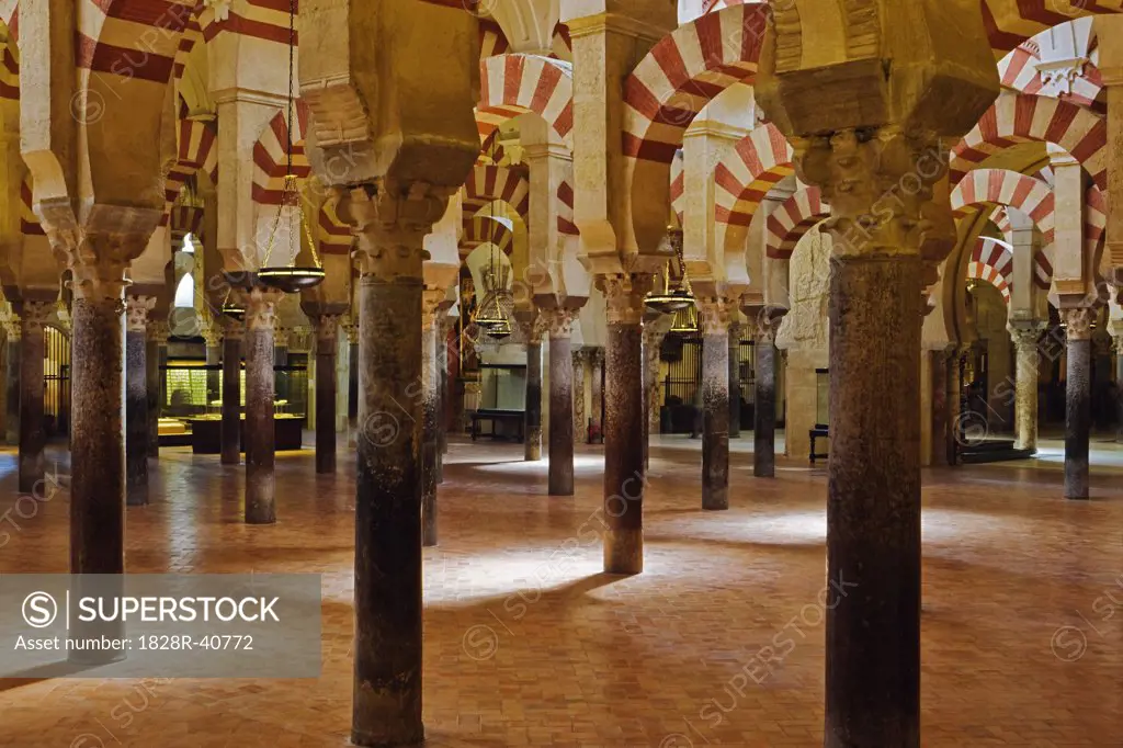 Moorish Arches and Columns, Mezquita, Cordoba, Andalucia, Spain   