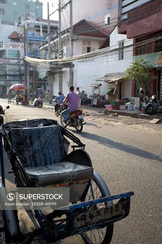 Rickshaw on Side of Road, Ho Chi Minh City, Vietnam   