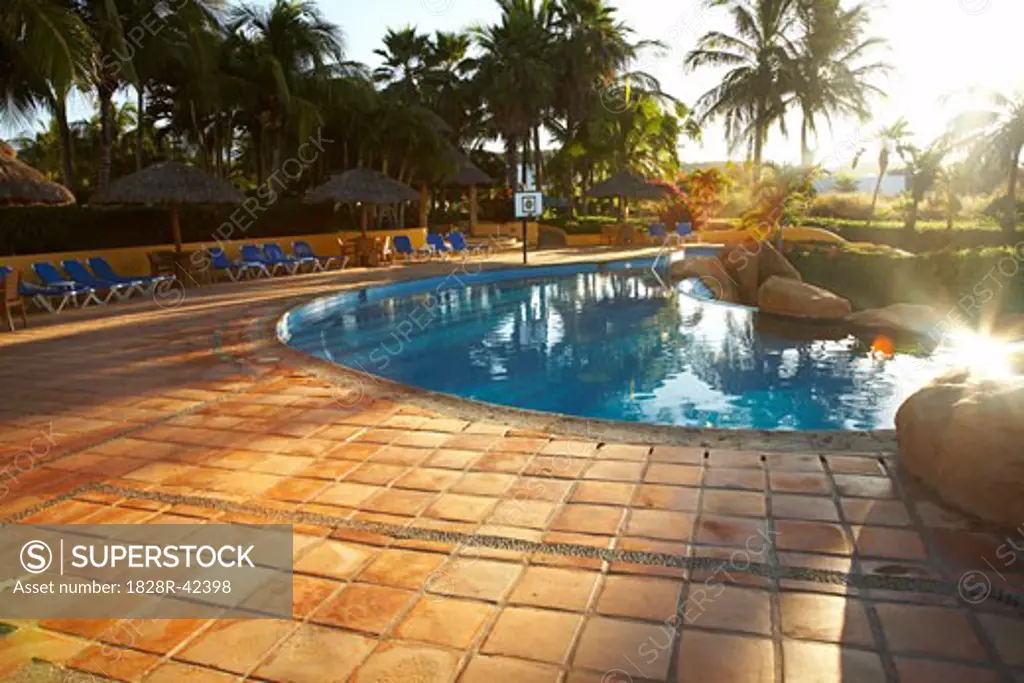 Resort Swimming Pool at Sunrise, Fairmont Rancho Banderas, Bahia de Banderas, Nayarit, Mexico   
