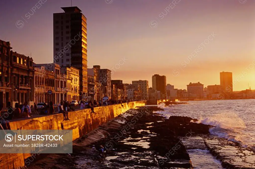 Malicon at Sunset, Havana, Cuba   