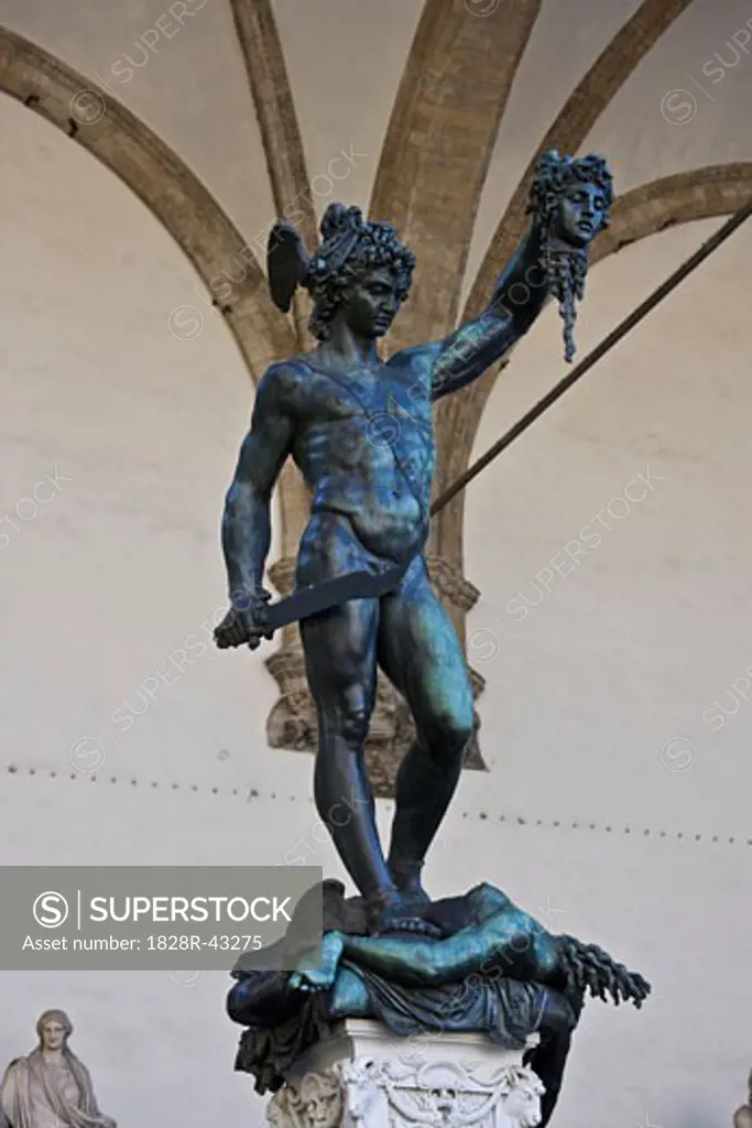 Perseus Holding Medusa's Head, Piazza della Signoria, Florence, Tuscany, Italy   