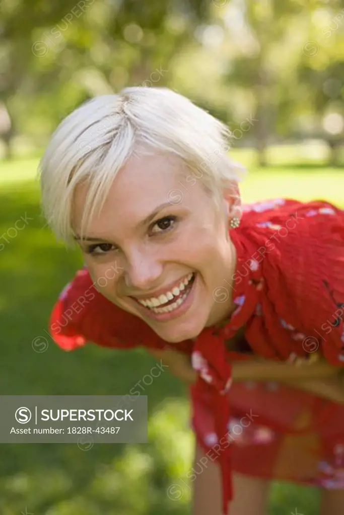 Close-Up of Happy Woman Outdoors   