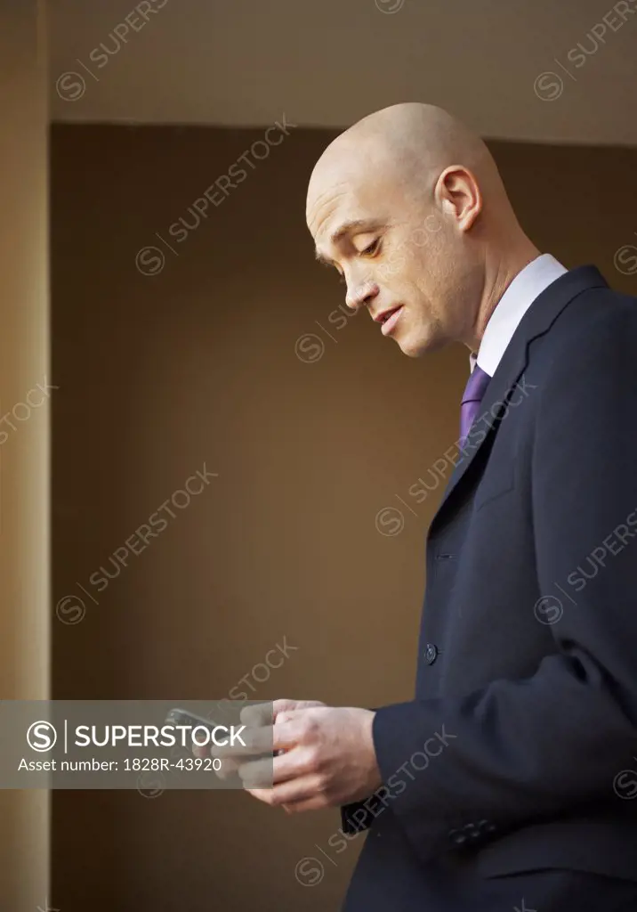 Businessman Using Electronic Organizer   