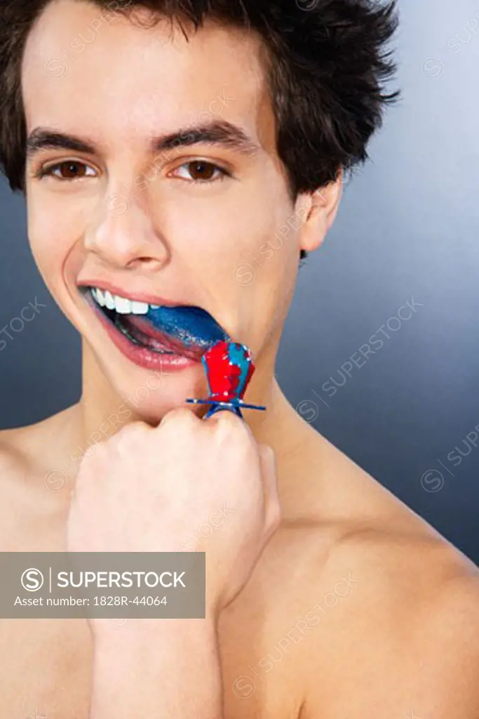 Portrait of Man Eating Candy   