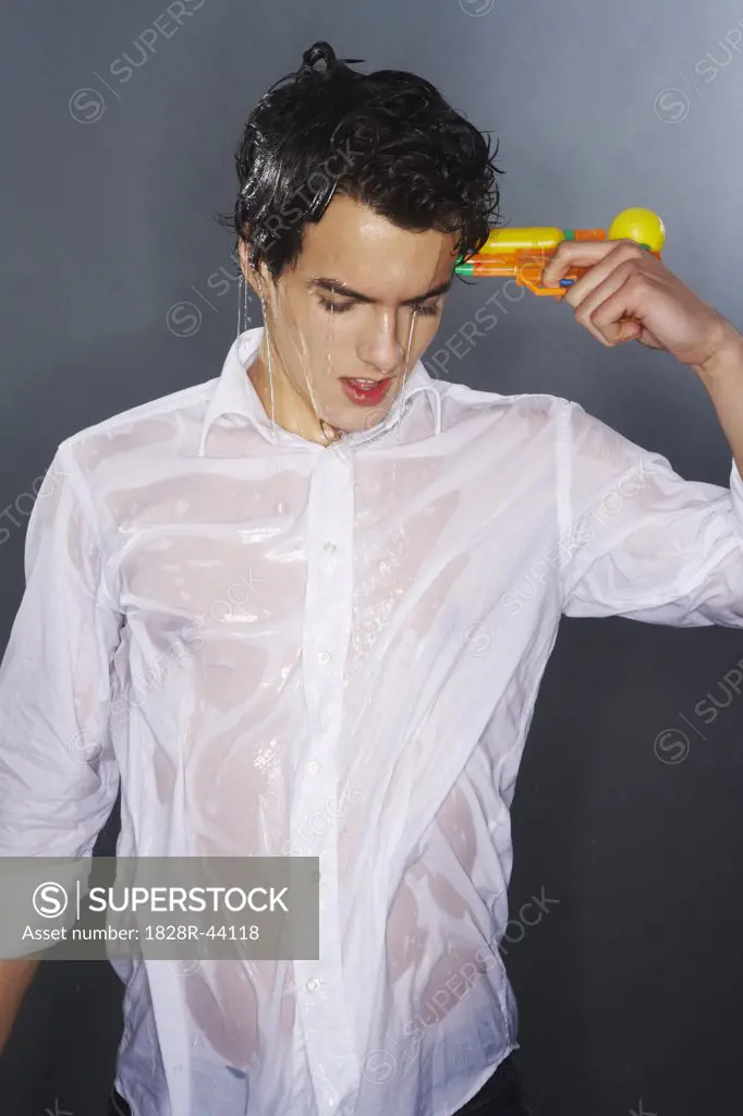 Portrait of Man With Water Pistol   