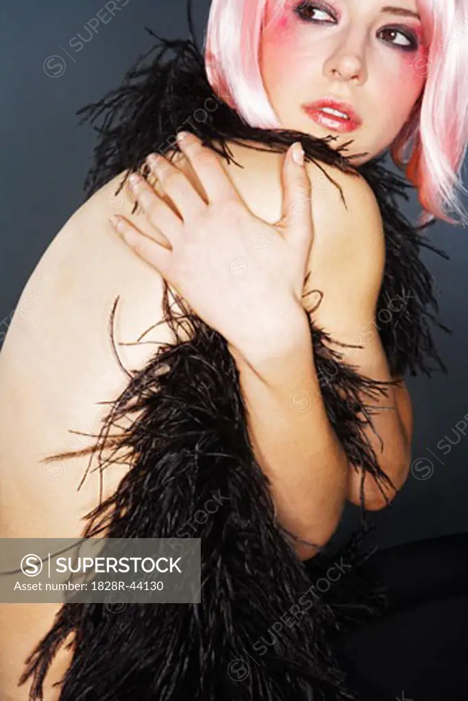 Portrait of Woman With Feather Boa   