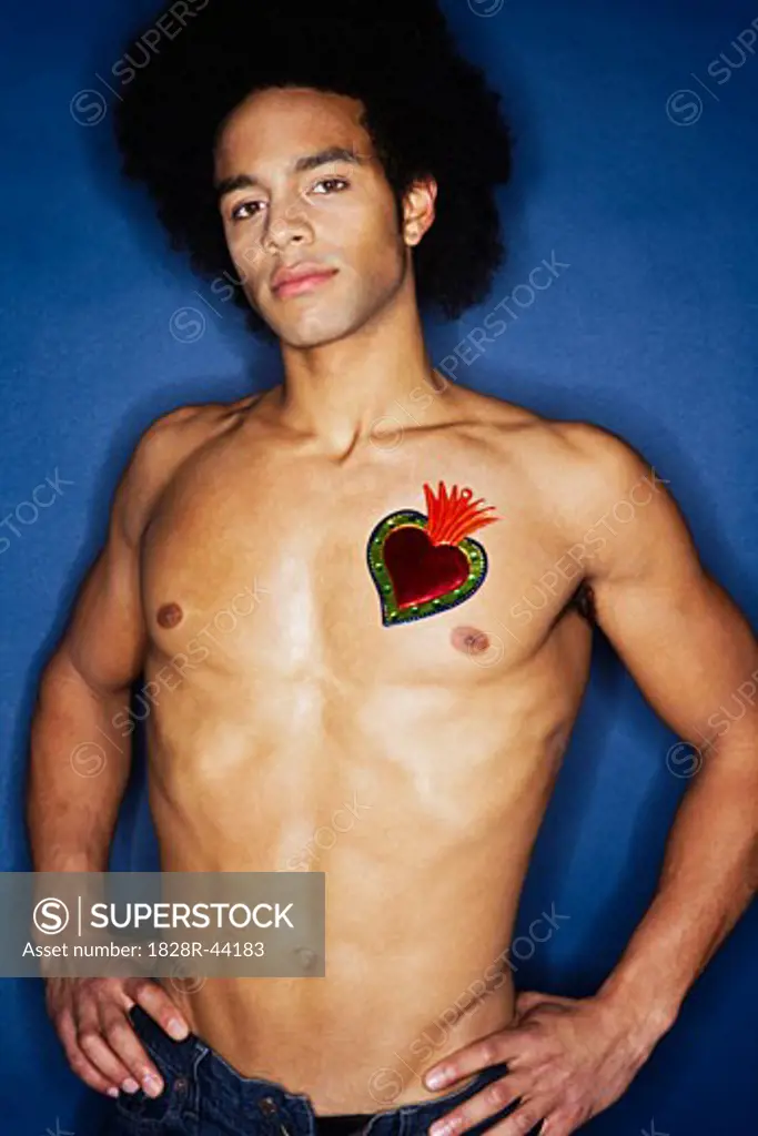 Portrait of Man With Heart on Chest   
