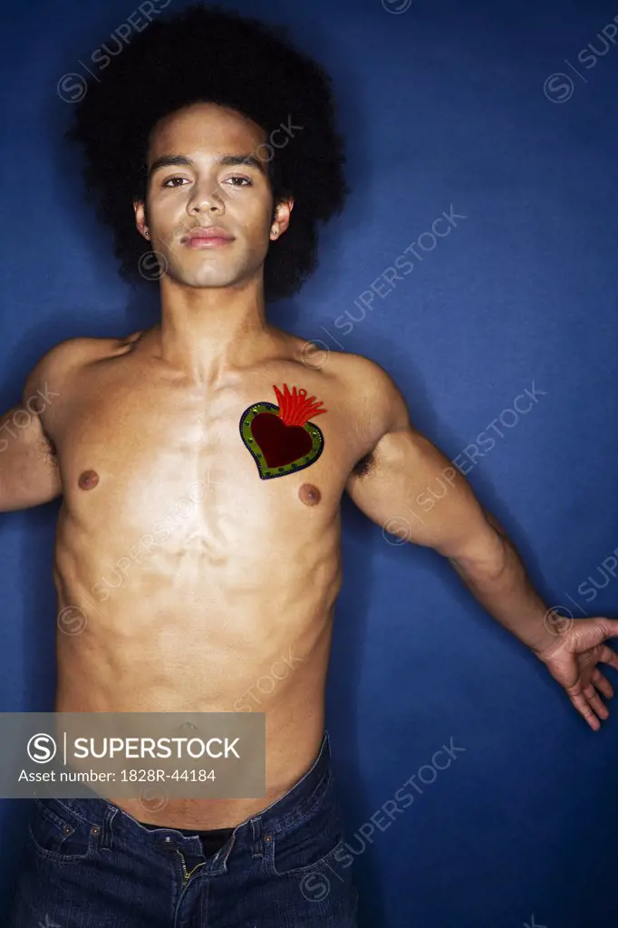 Portrait of Man With Heart on Chest   