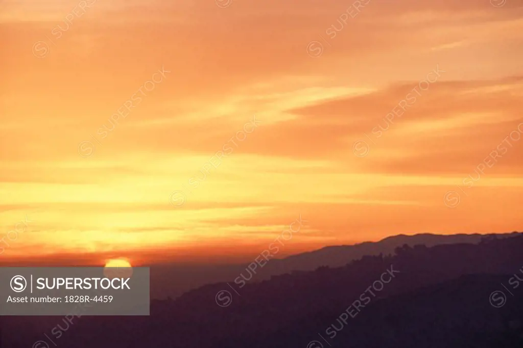 Sunset over Landscape, Los Angeles, California, USA   