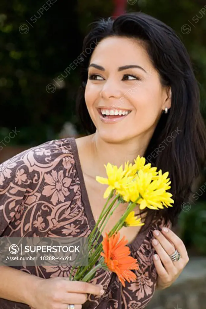 Woman Holding Flowers   