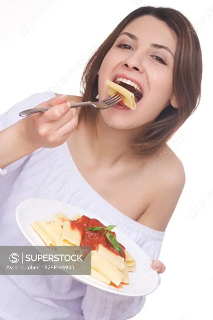 Woman Eating Pasta   