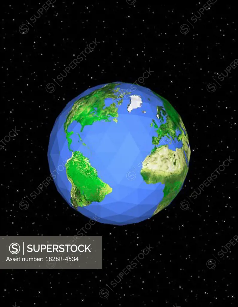 Geodesic Globe in Space, Atlantic Ocean   
