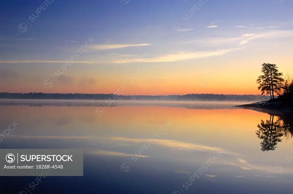 Caddy Lake at Sunrise, Whiteshell Provincial Park, Manitoba, Canada   