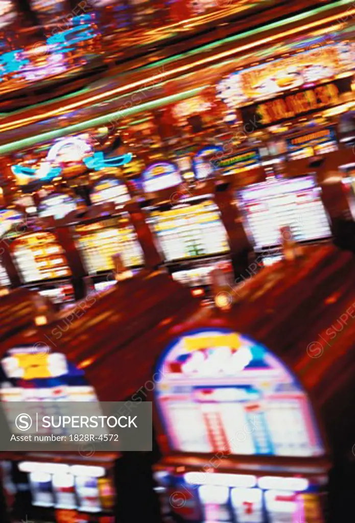 Blurred View of Slot Machines in Cruise Ship Casino   
