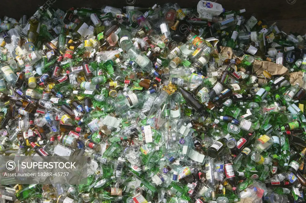 Glass Bottles in Recycling Centre, Nantucket, Massachusetts, USA   