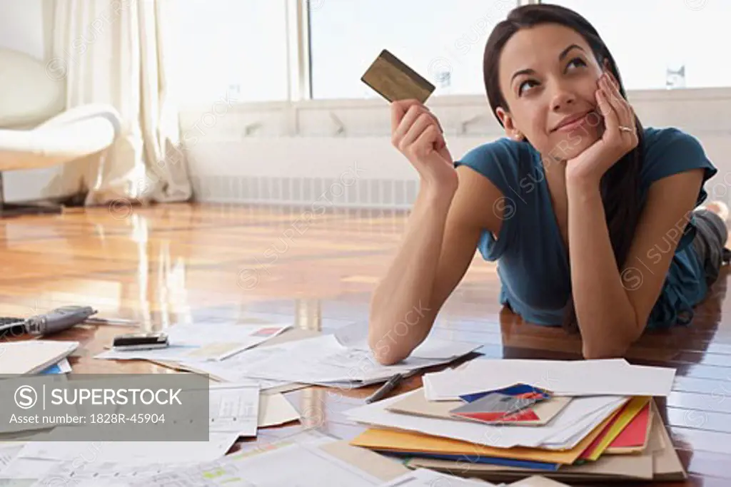 Woman Holding Credit Card   