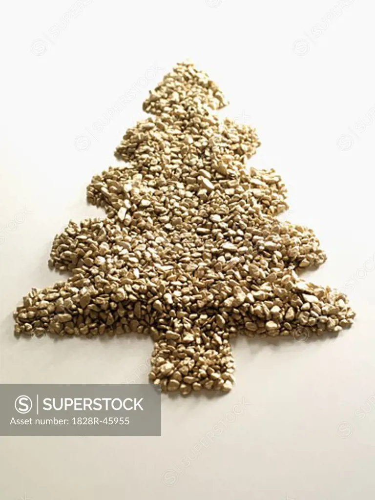 Golden Pebbles in Shape of Christmas Tree   