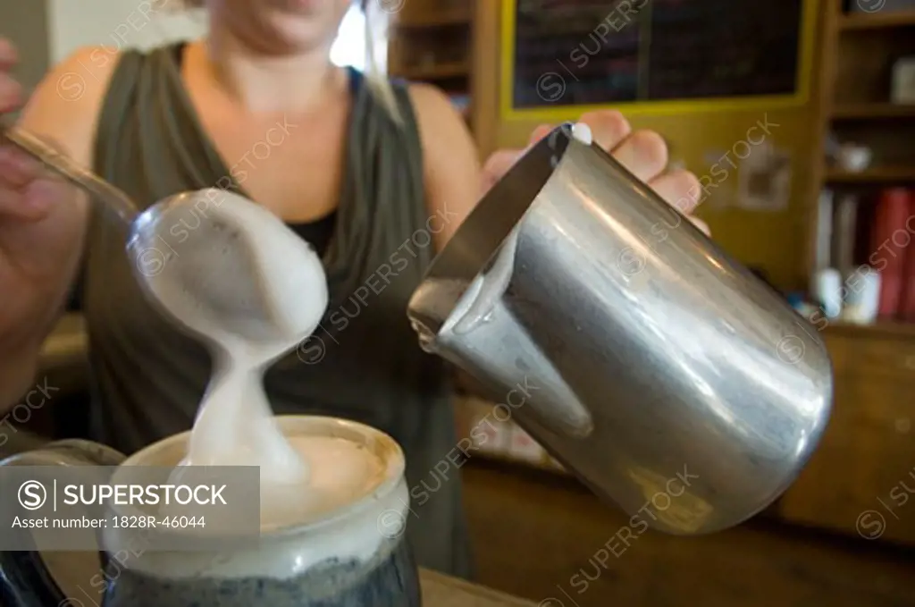 Barista Making Coffee, Cafe Bonjour, Lafayette, Louisiana, USA   