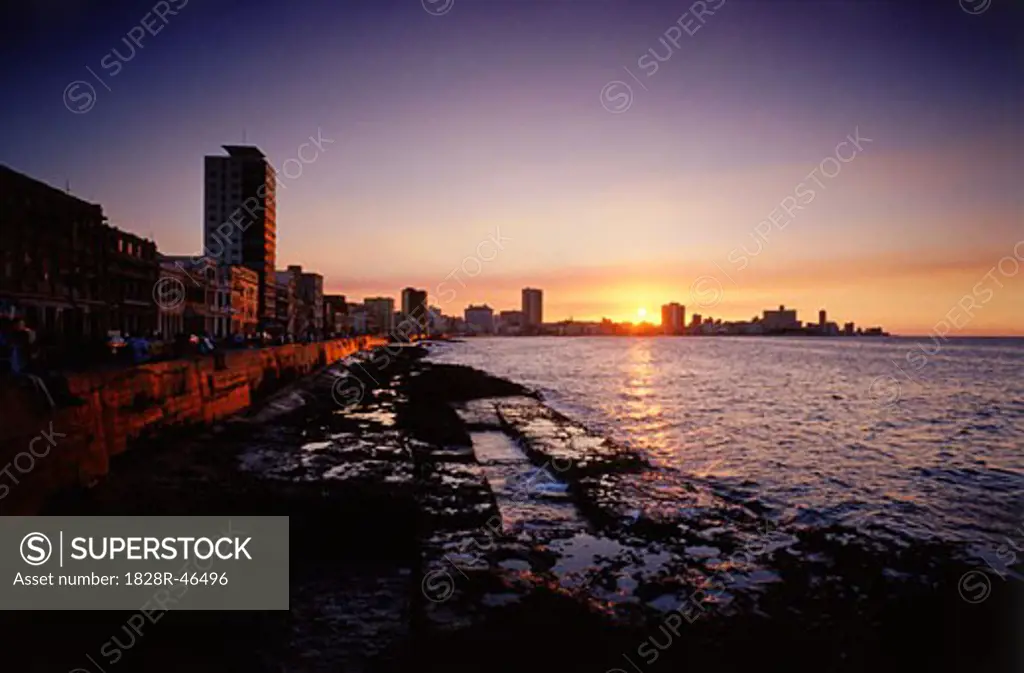 El Malecon at Sunset Havana, Cuba   