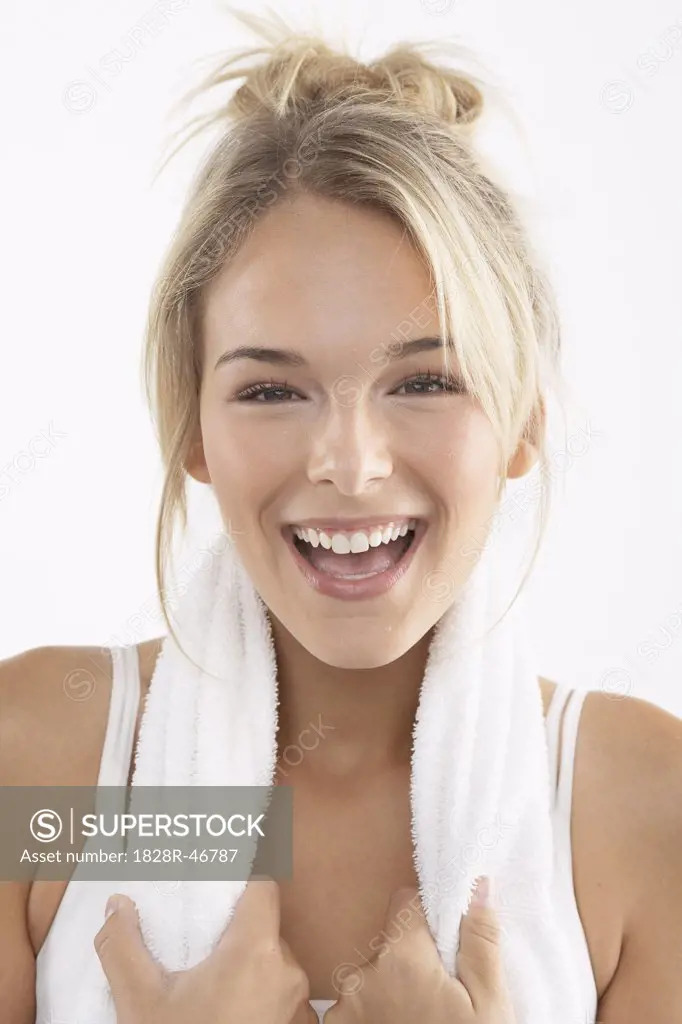 Portrait of Young Woman with Towel   