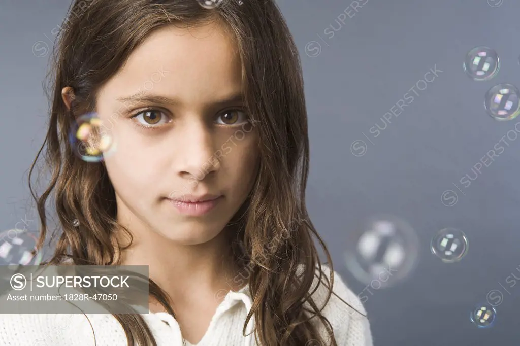 Portrait of Girl with Bubbles   