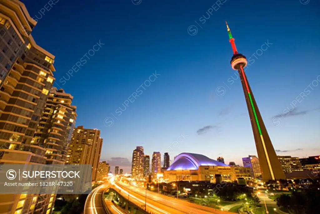 Toronto Skyline Above Gardiner Expressway, Ontario, Canada   