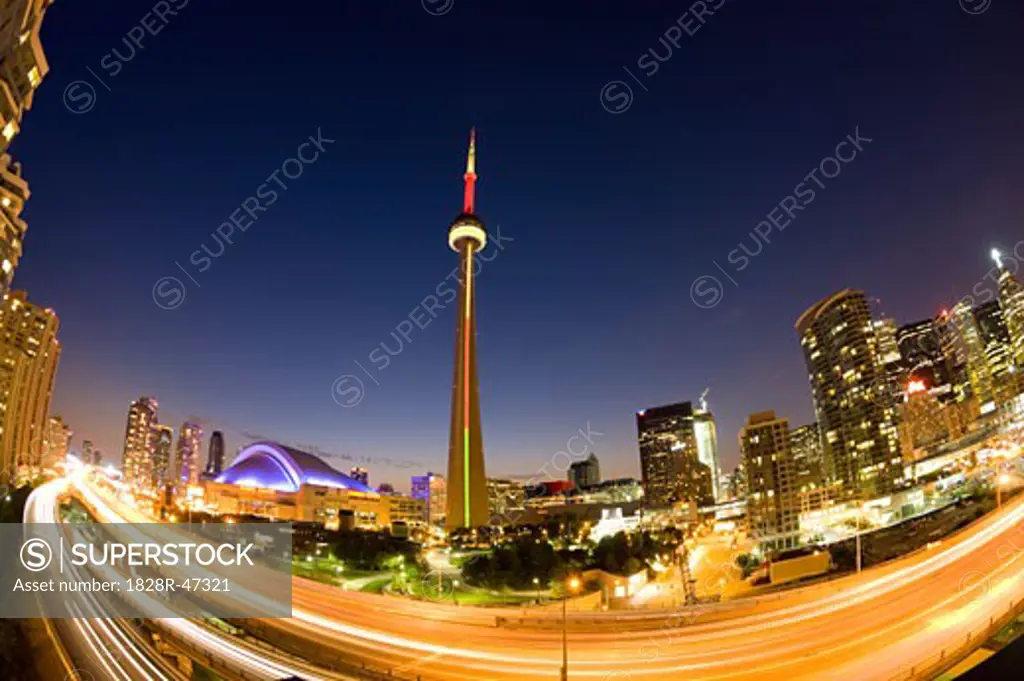Toronto Skyline Above Gardiner Expressway, Ontario, Canada   