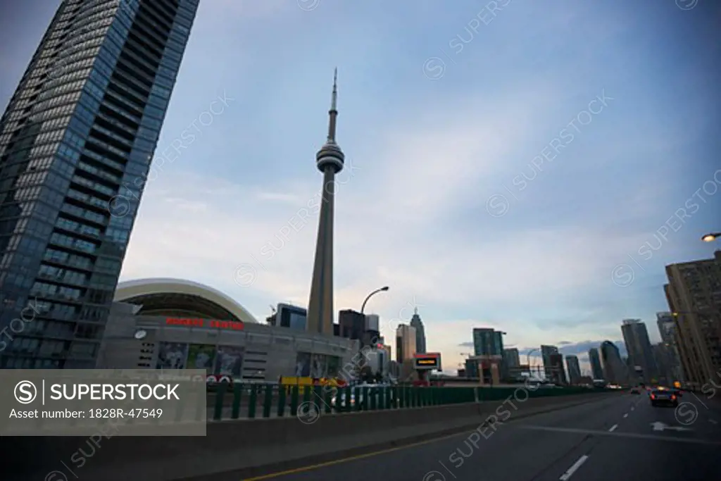 View of Downtown Toronto From the Gardiner Expressway, Ontario, Canada   