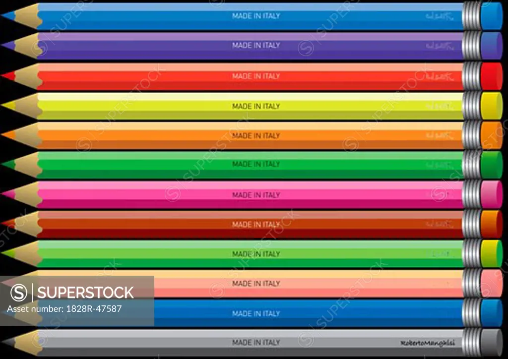 Illustration of Coloured Pencils   
