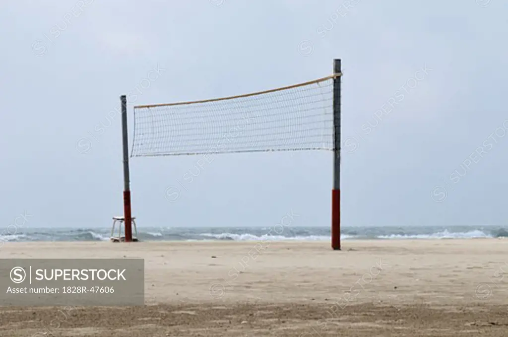 Volleyball Net on the Beach   