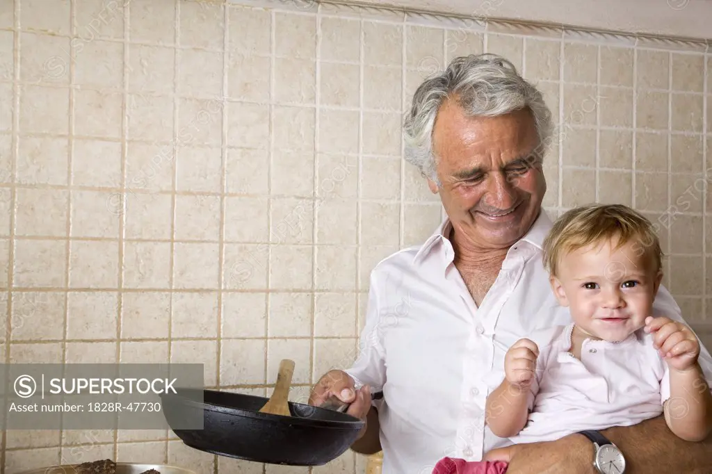 Grandpa and Grandson in the Kitchen   