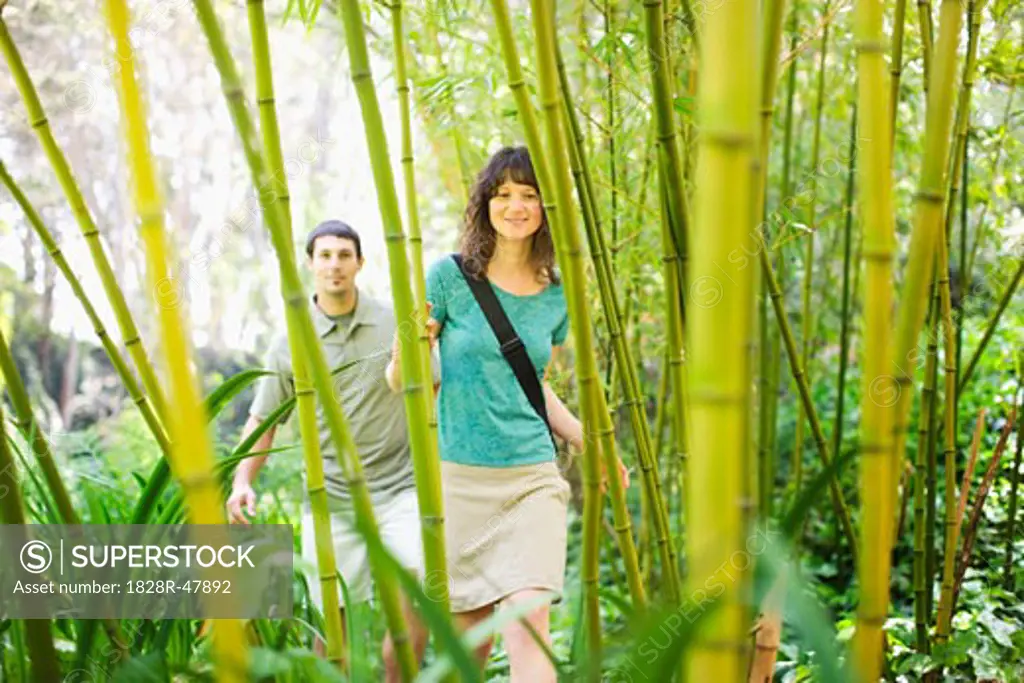 Couple in Bamboo Forest in Golden Gate Park, San Francisco, California, USA   