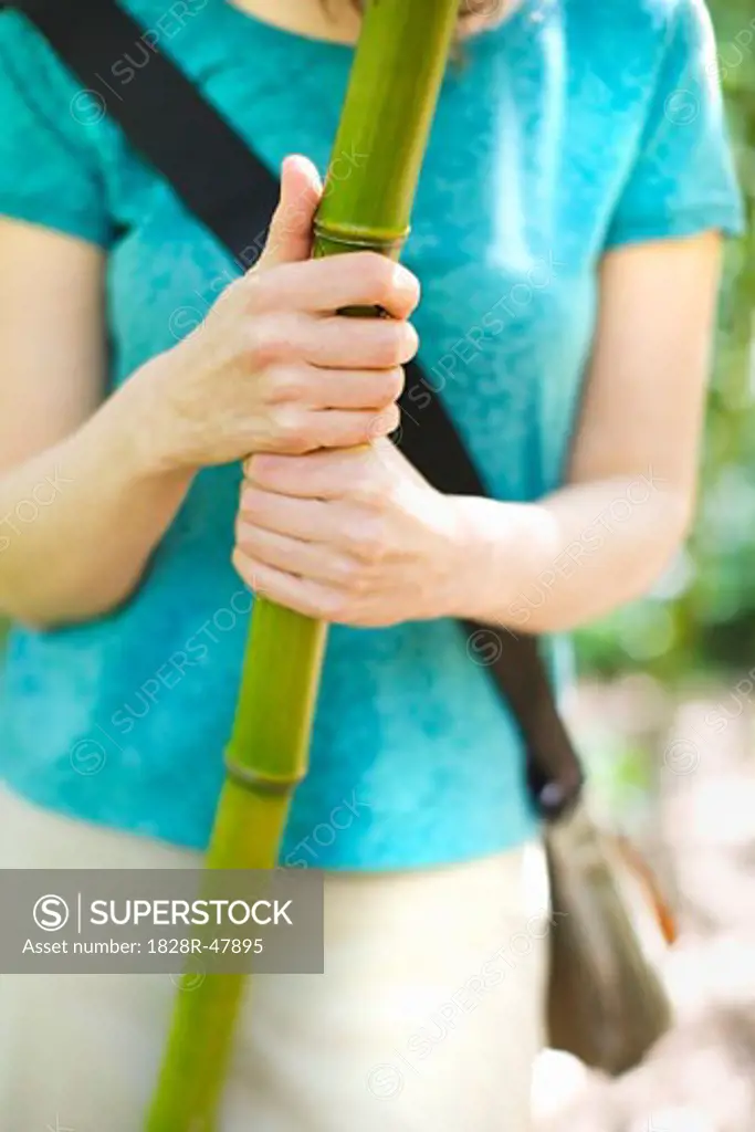 Woman in Bamboo Forest in Golden Gate Park, San Francisco, California, USA