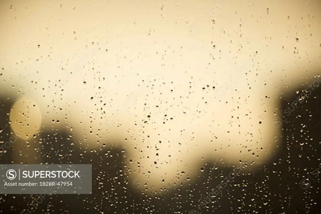 Close-up of Raindrops on Window   