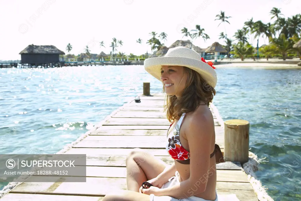 Woman at Costa Maya Resort, Ambergris Caye, Belize   