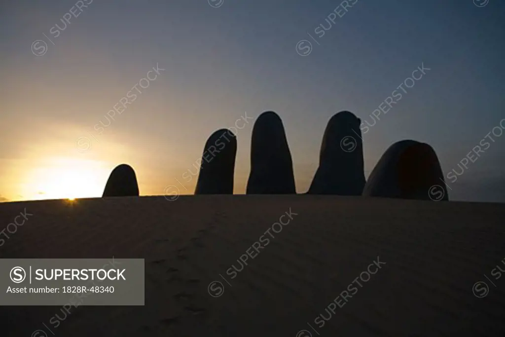 The Hand Sculpture on Beach, Punta del Este, Uruguay   