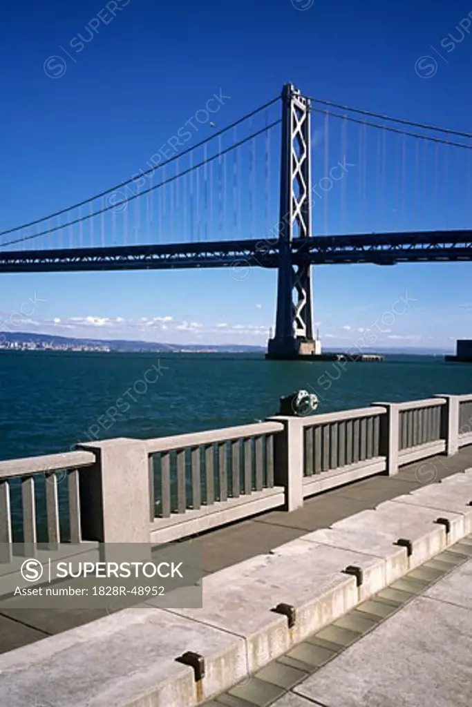 Oakland Bay Bridge from Embarcadero, San Francisco, California, USA   