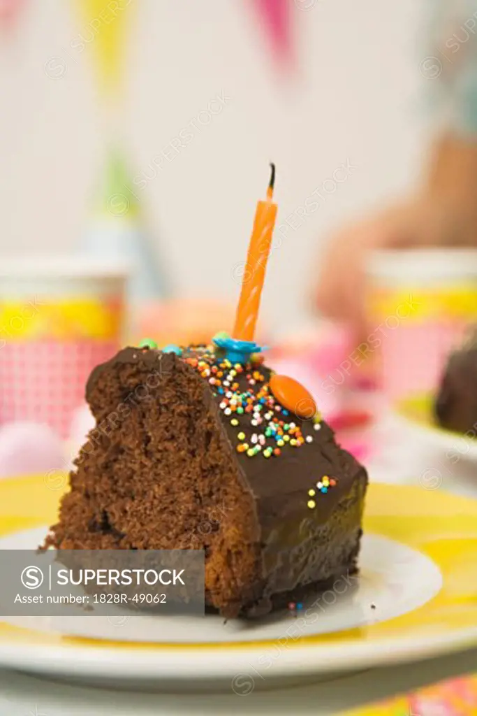 Close-up of Slice of Birthday Cake   