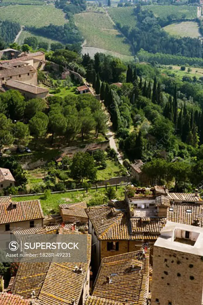 Overview of San Gimignano, Tuscany, Italy   