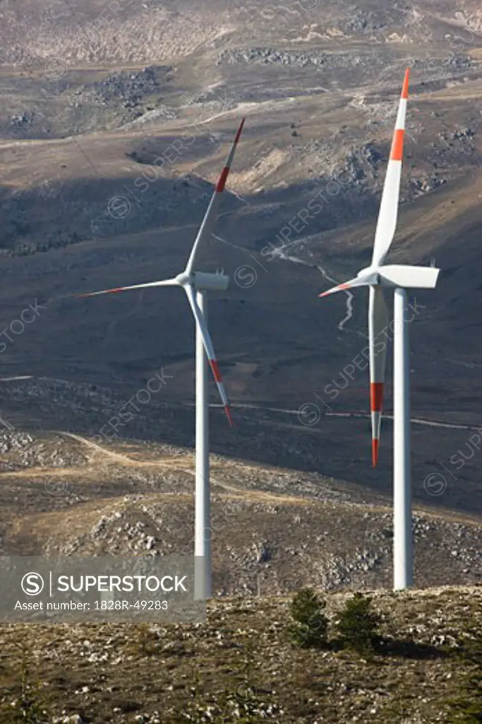 Wind Turbines on Hillside   