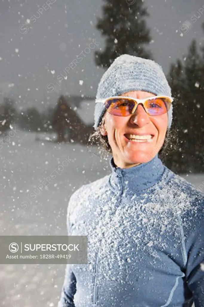 Portrait of Woman in Winter, Near Frisco, Summit County, Colorado, USA   