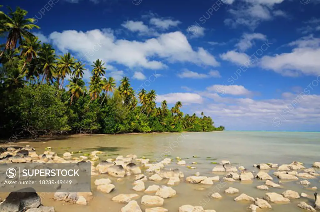Rocks in Coastal Water, Aitutaki, Cook Islands   