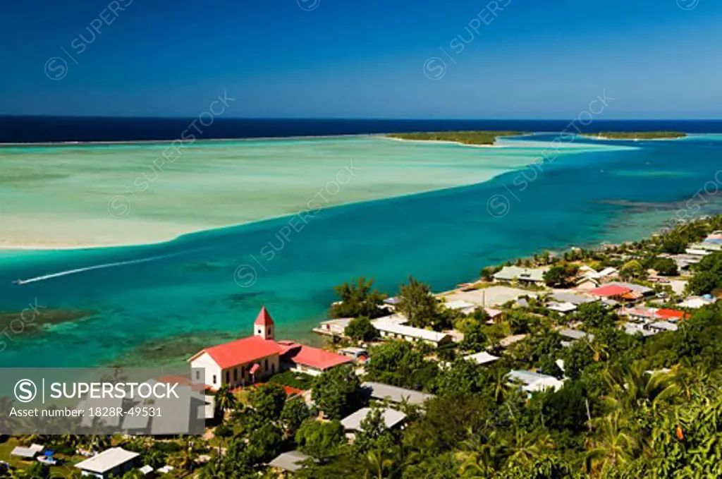 Overview of Village, Maupiti, French Polynesia   
