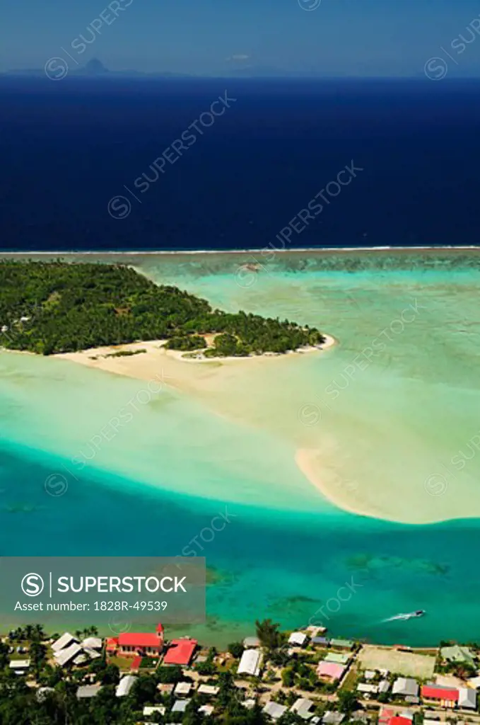 Overview of Lagoon, Maupiti, French Polynesia   