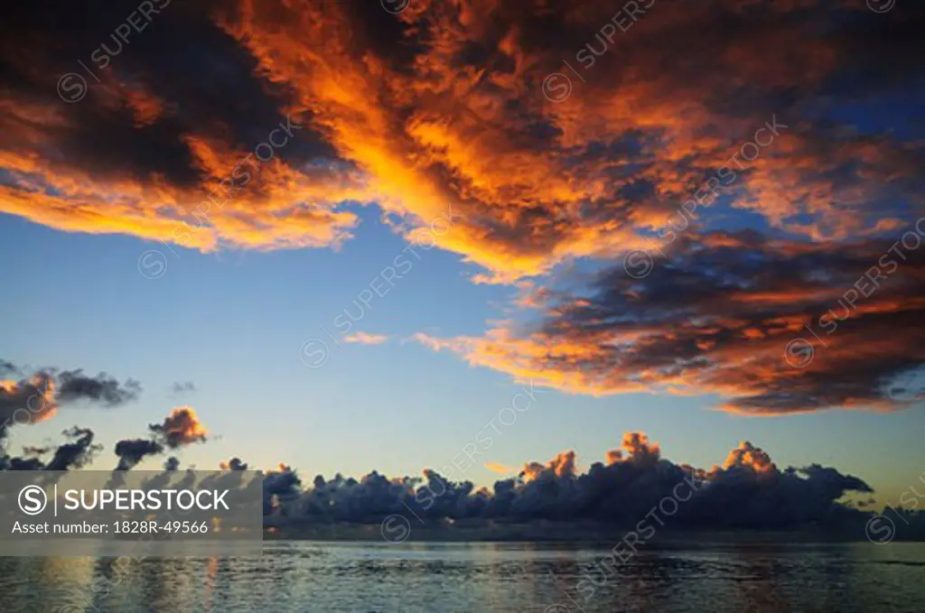 Clouds over Ocean at Sunrise, Raiatea, French Polynesia   