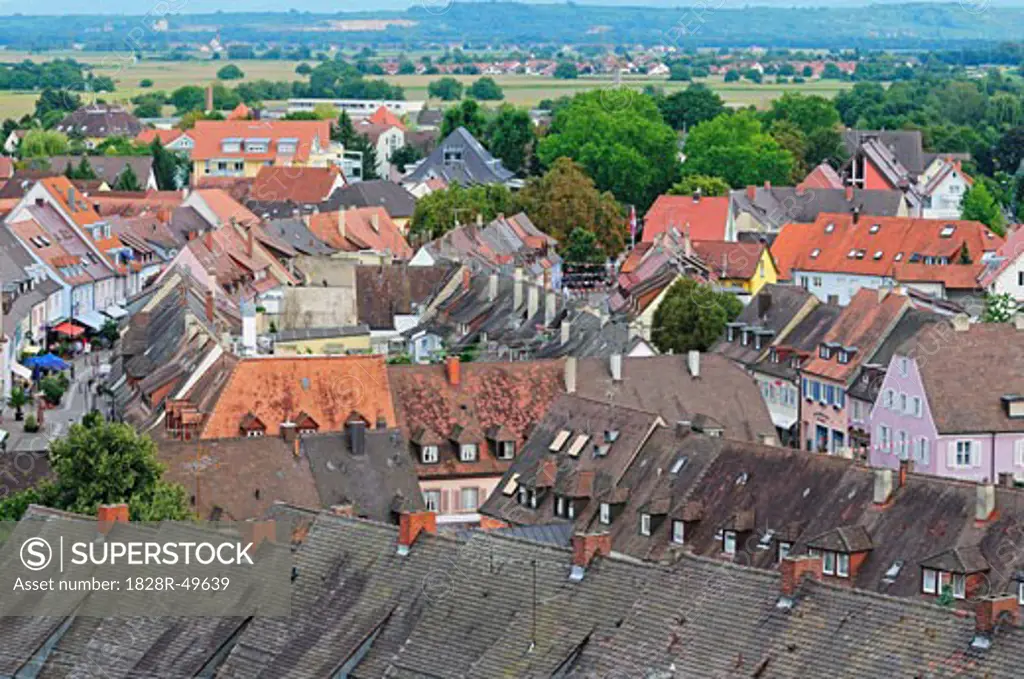 View of Rooftops in Breisach, Baden-Wurttemberg, Germany   