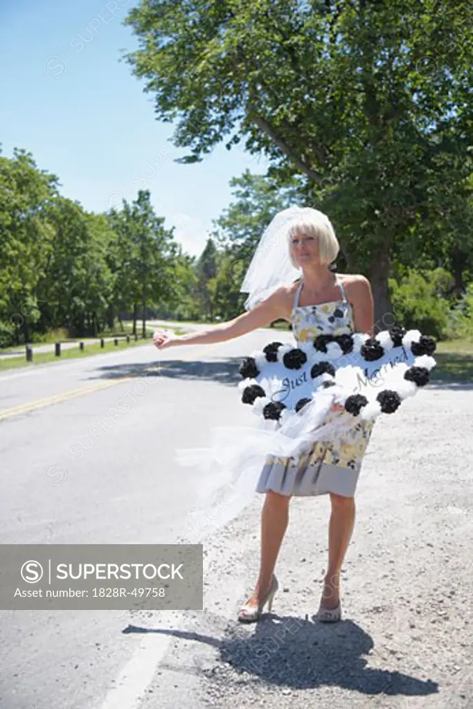 Bride Hitchhiking, Niagara Falls, Canada   