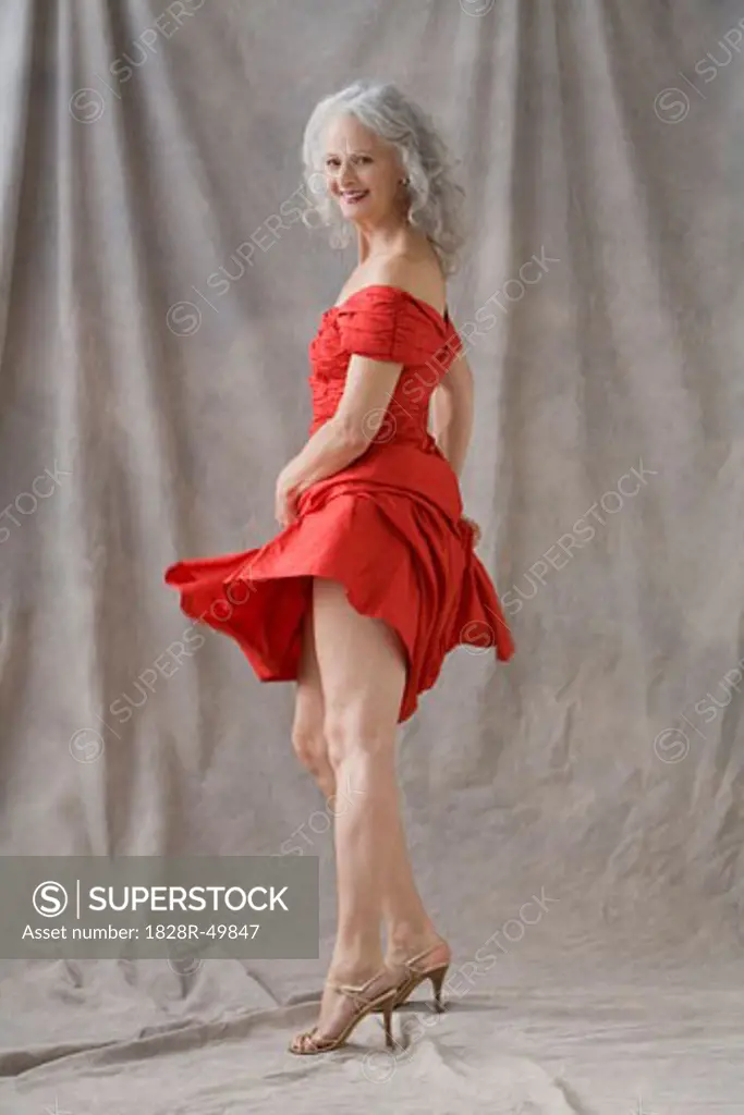 Seductive Woman Wearing Red Dress   