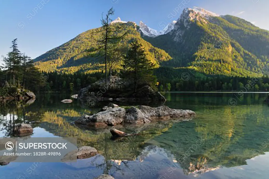 Lake and Mountains, Ramsau, Bavaria, Germany   
